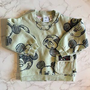 NWT ZARA Mickey Mouse Sweatshirt, Size 12-18 Months